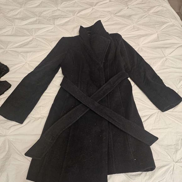 Babaton Conner Coat Wool Funnel Neck Midi Coat Navy - Picture 5 of 10